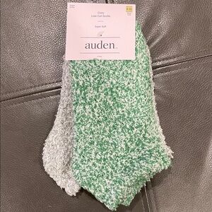 Auden Fuzzy Green and Gray Socks
